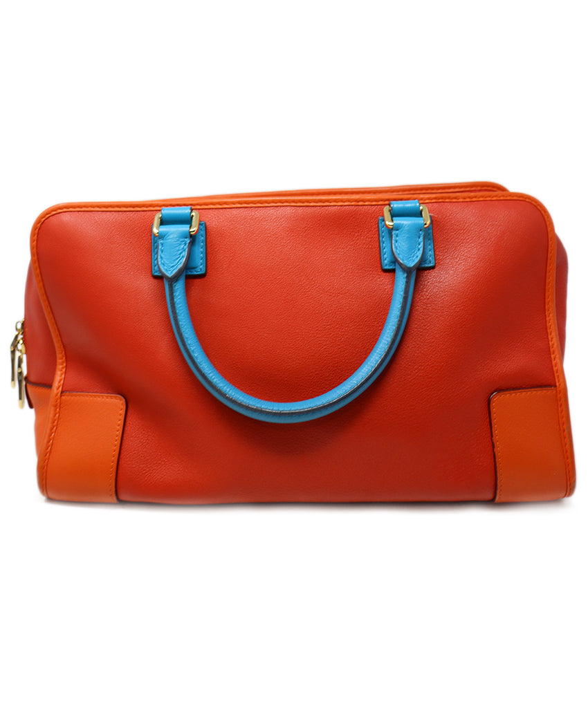 Loewe Red Orange & Blue Leather Amazona Tote 2