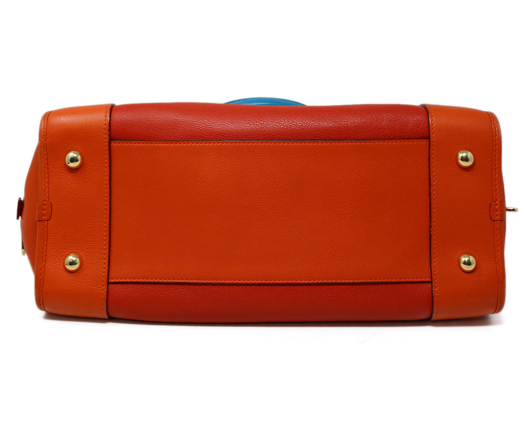 Loewe Red Orange & Blue Leather Amazona Tote 3