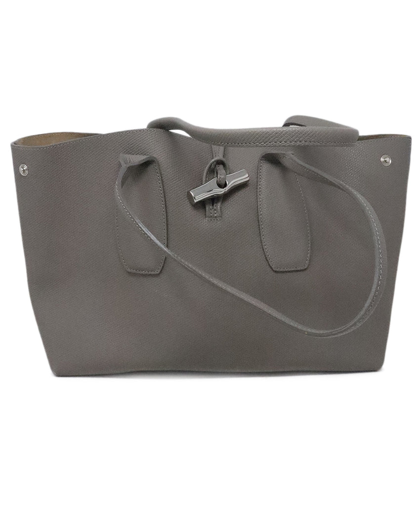 Longchamp Grey Leather Roseau Medium Tote 