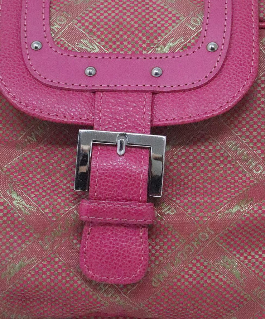 Longchamp Pink & Green Canvas Handbag 7