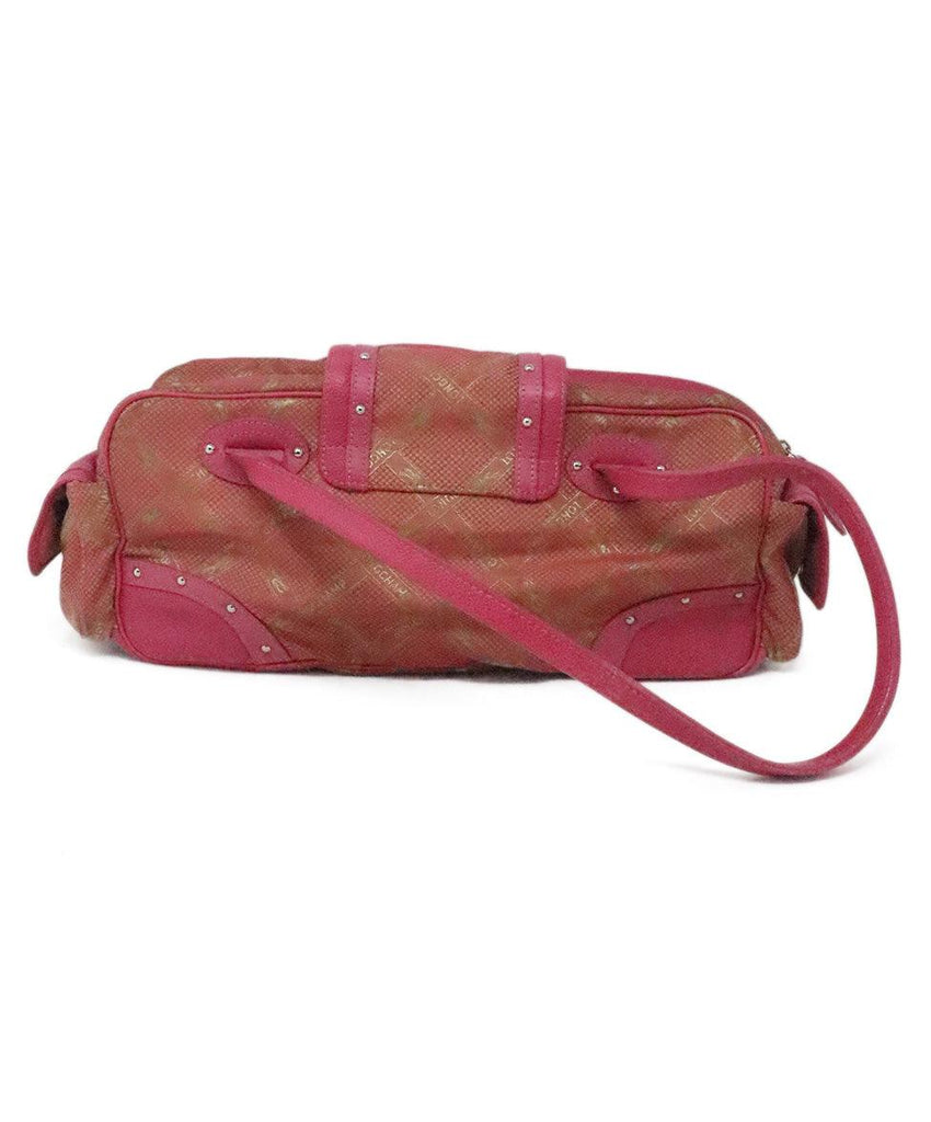 Longchamp Pink & Green Canvas Handbag 2