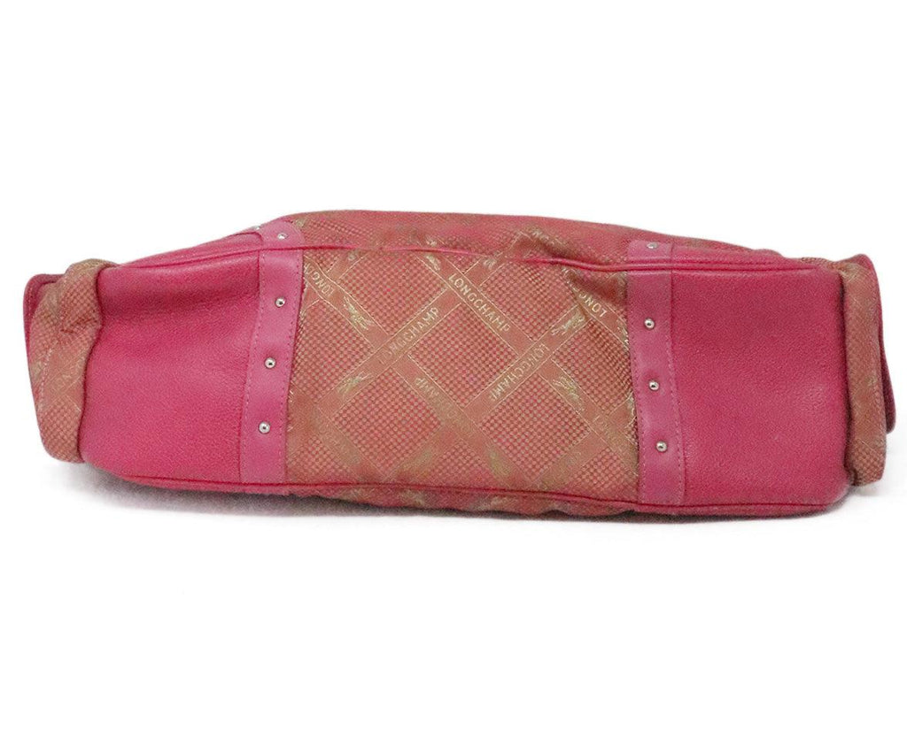 Longchamp Pink & Green Canvas Handbag 3