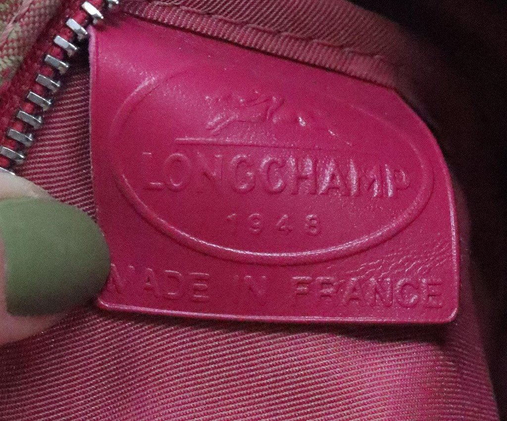 Longchamp Pink & Green Canvas Handbag 6