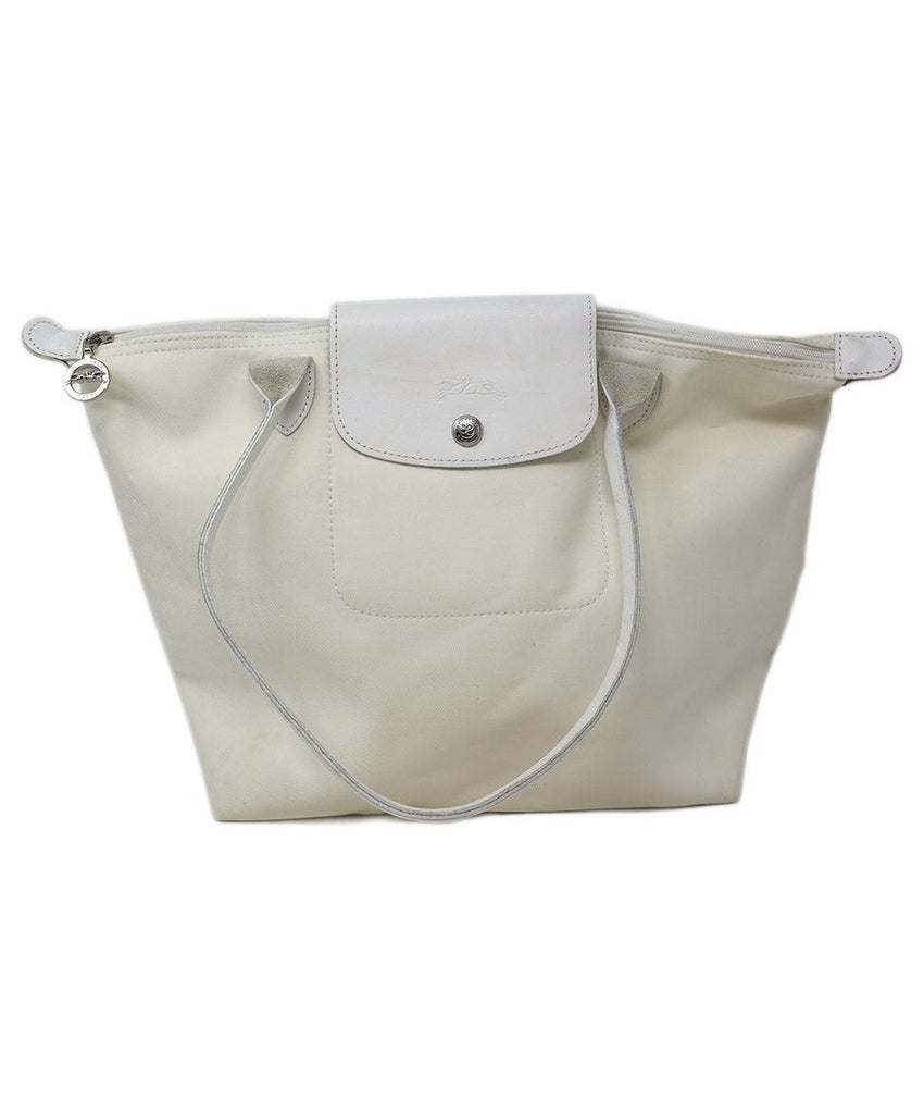 Longchamp White Nylon Tote Bag 