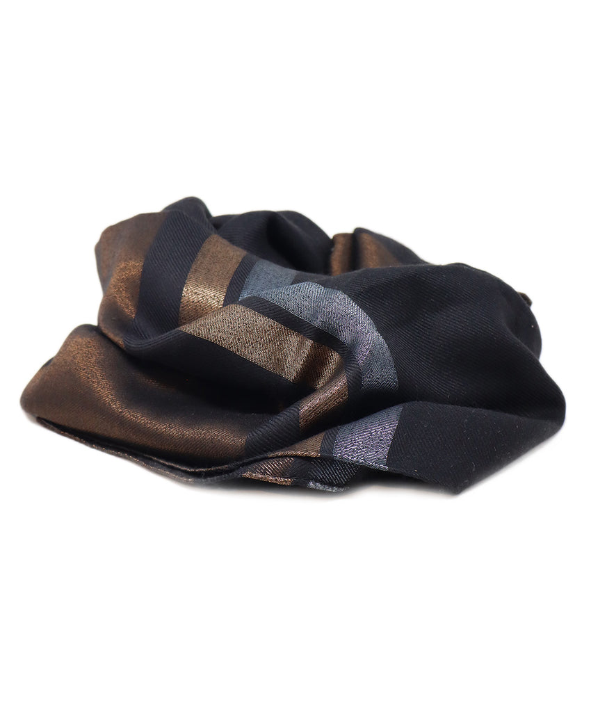 Loro Piana Black Brown & Blue Cashmere Shawl 