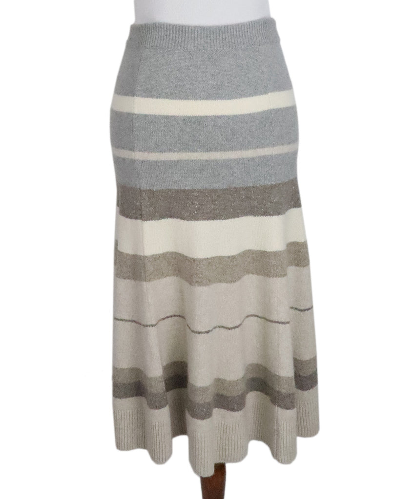 Loro Piana Neutral Striped Cashmere Skirt 