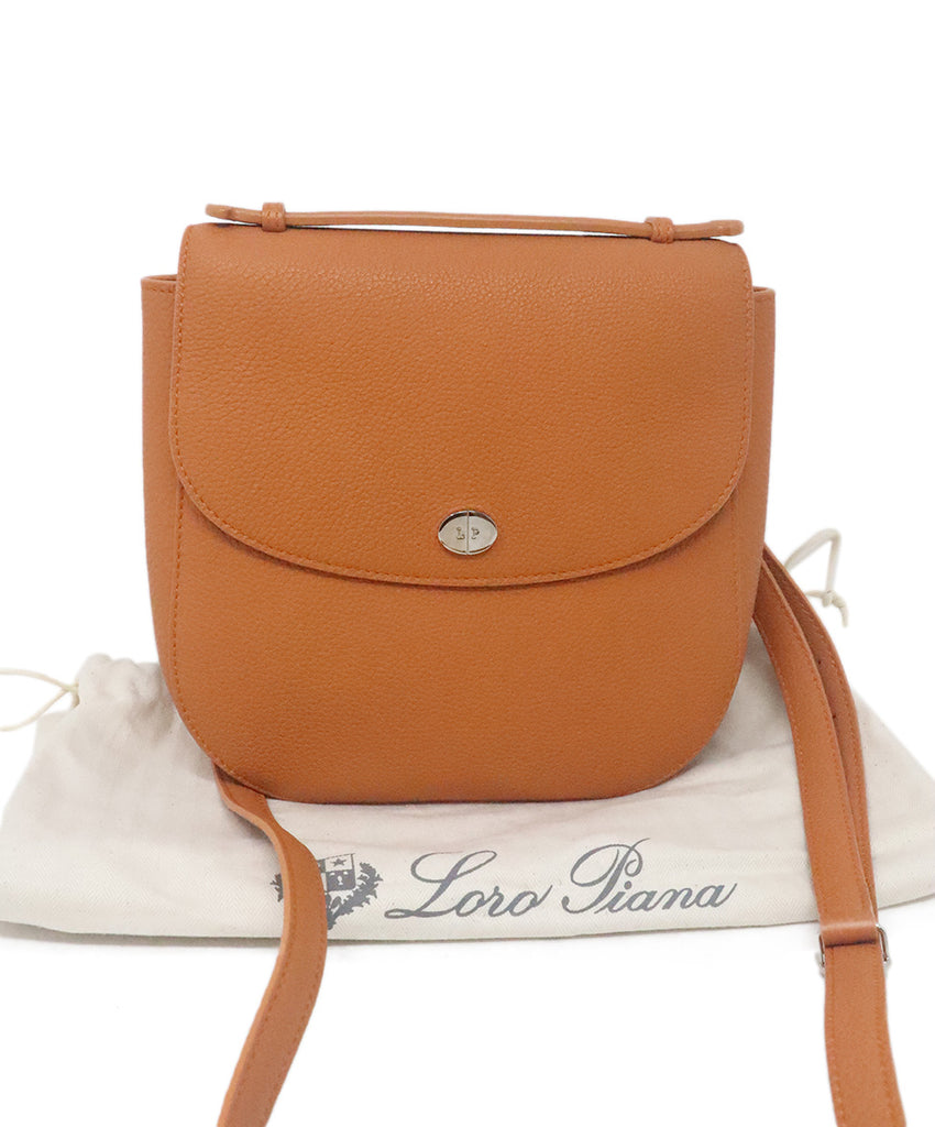 Loro Piana Orange Leather Little Saddle Odessa Bag 5