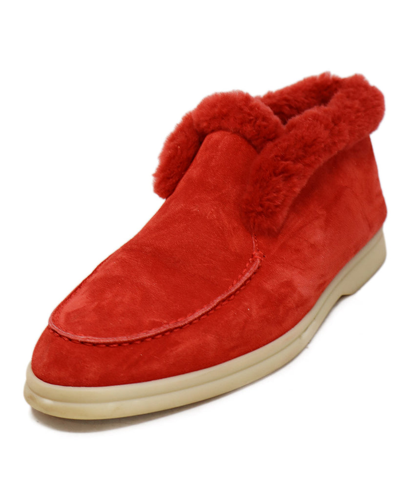 Loro Piana Red Suede & Shearling Booties 
