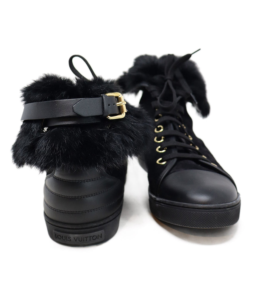 Louis Vuitton Black Suede & Fur Booties sz 9.5 - Michael's Consignment NYC
