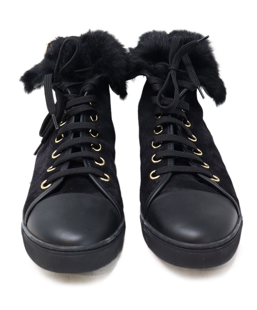 Louis Vuitton Black Suede & Fur Booties sz 9.5 - Michael's Consignment NYC
