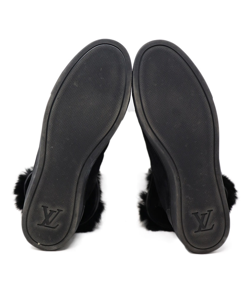 Louis Vuitton Black Suede & Fur Booties sz 9.5 - Michael's Consignment NYC