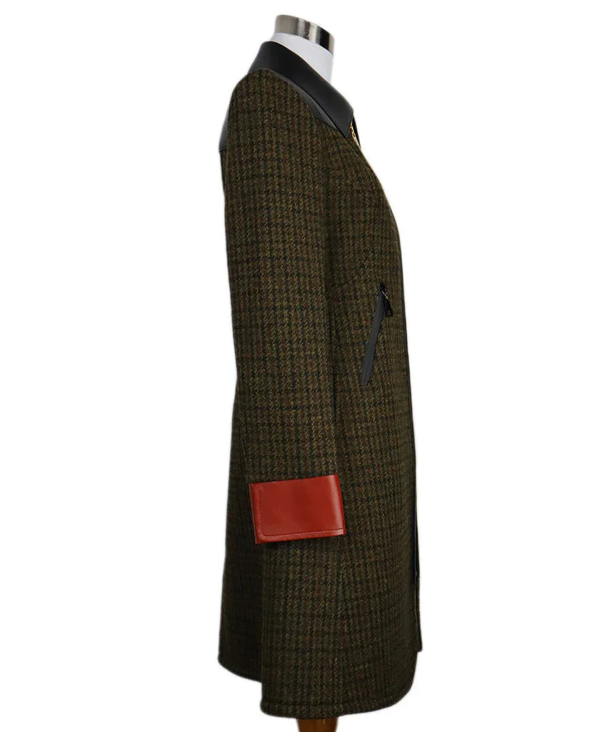 Louis Vuitton Green Tweed & Red Leather Trim Coat sz 0 - Michael's Consignment NYC