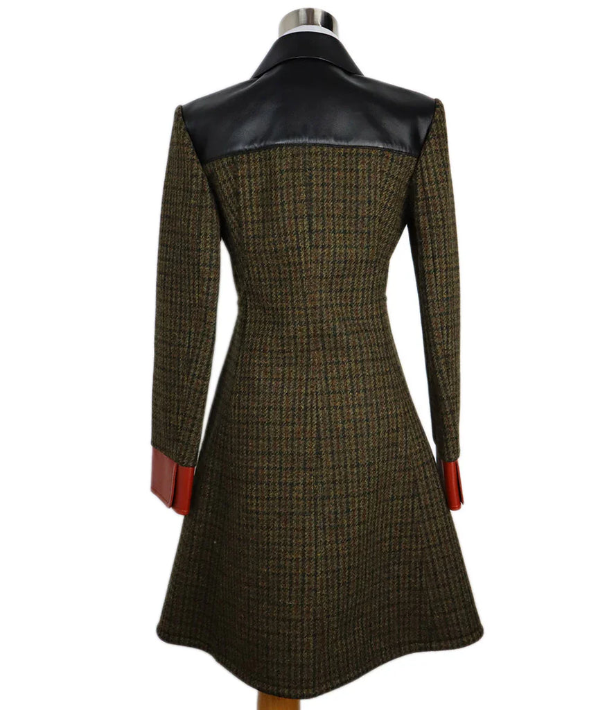 Louis Vuitton Green Tweed & Red Leather Trim Coat sz 0 - Michael's Consignment NYC