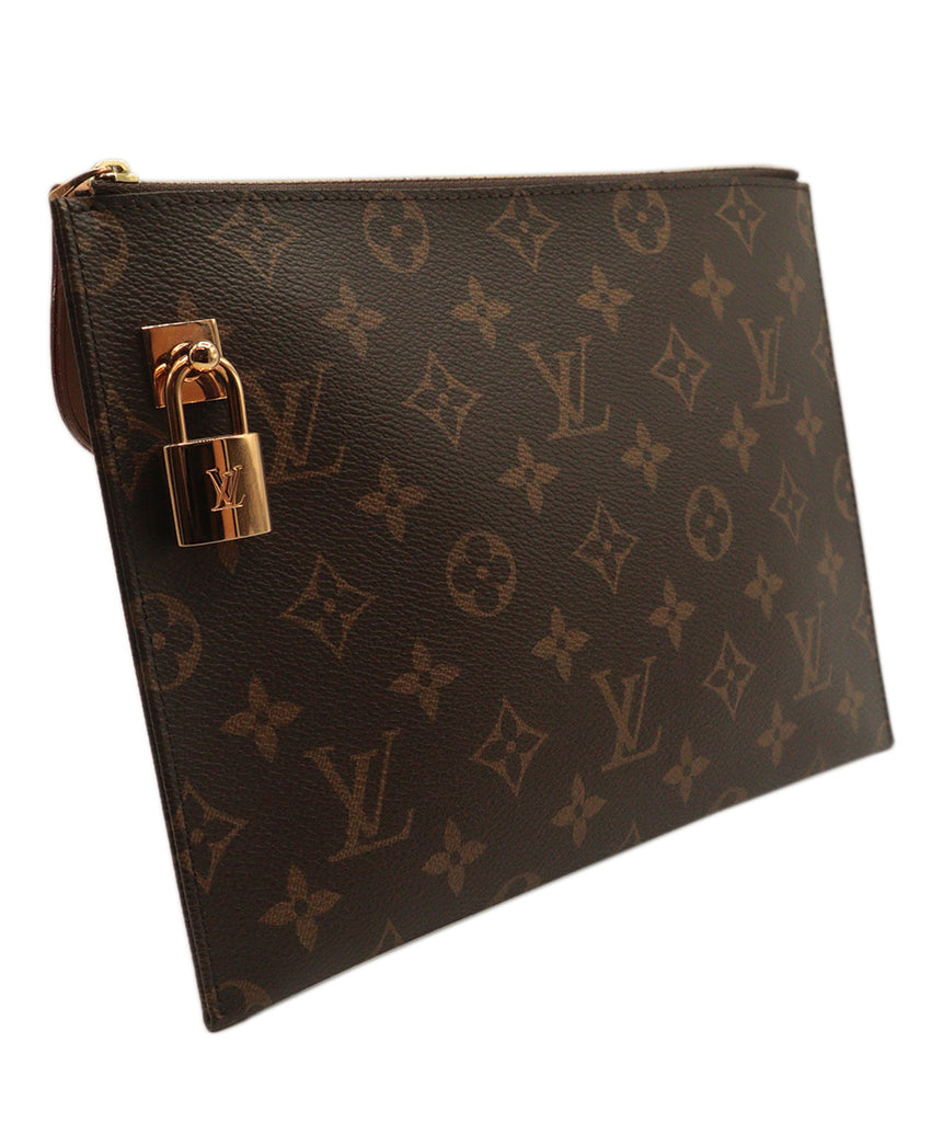 Louis Vuitton Brown & Tan Monogram Leather Special Edition Clutch 1
