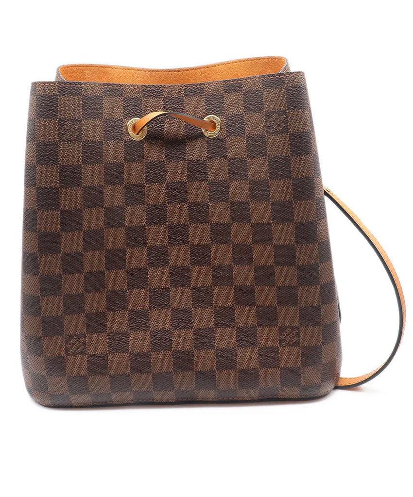 Louis Vuitton Leather Brown Tan & Monogram Drawstring Handbag l Louis Vuitton Leather Brown Tan & Monogram Drawstring Handbag l
