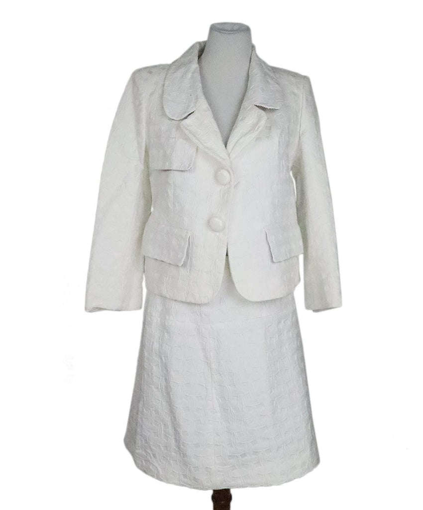 Louis Vuitton White Cotton Monogram Skirt Suit 