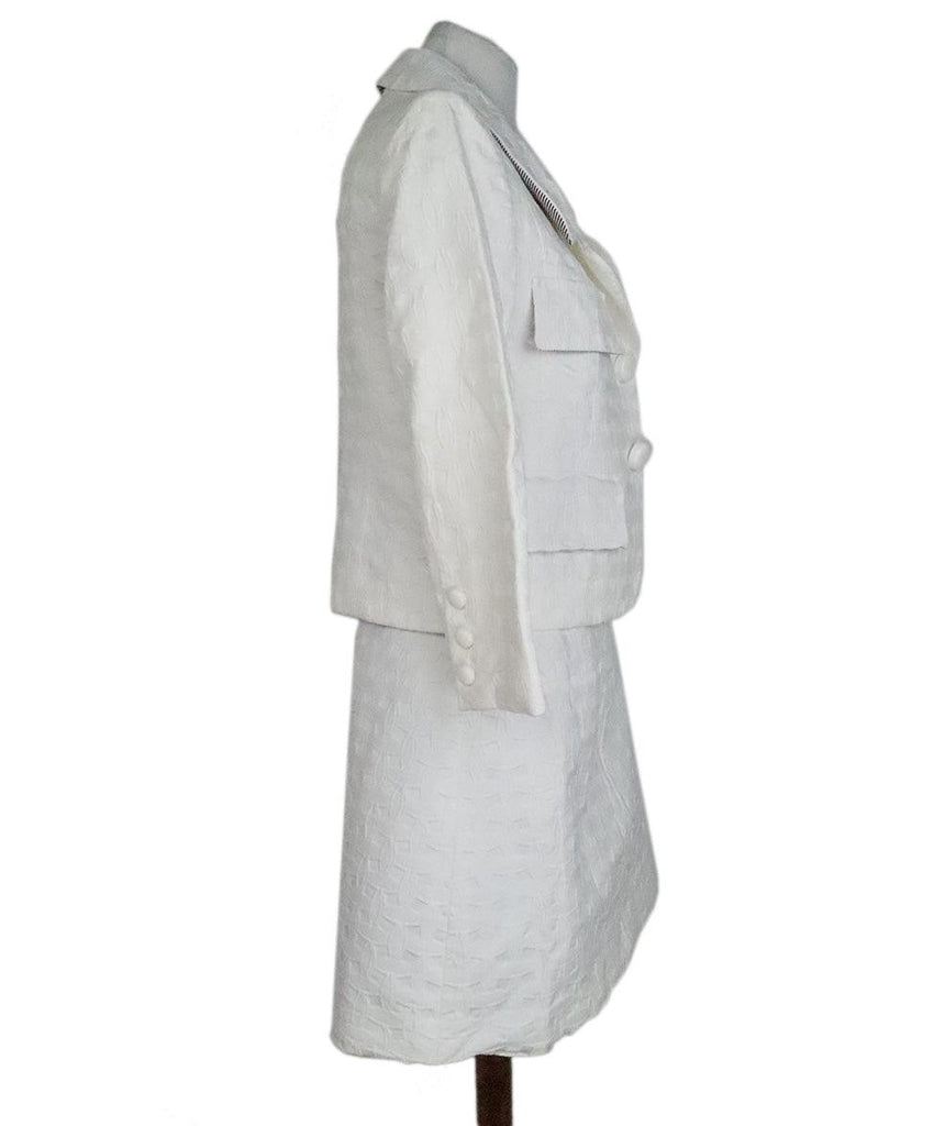 Louis Vuitton White Cotton Monogram Skirt Suit sz 12 - Michael's Consignment NYC