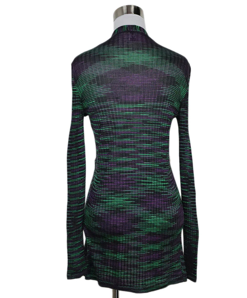 M Missoni Green Purple & Black Cotton Cardigan sz 4 - Michael's Consignment NYC