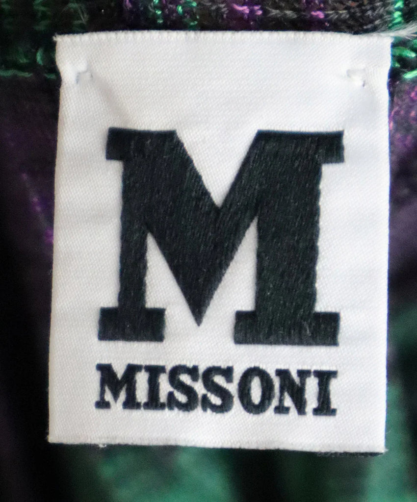 M Missoni Green Purple & Black Cotton Cardigan sz 4 - Michael's Consignment NYC
