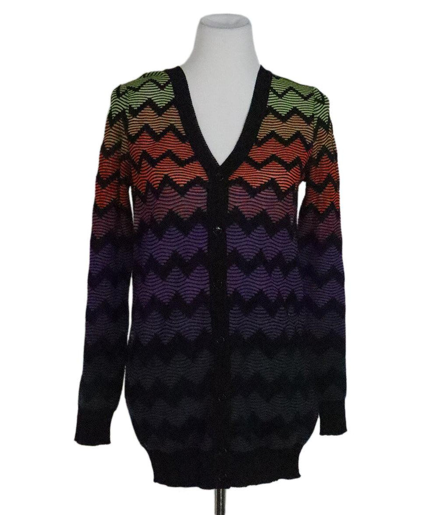 M Missoni Black & Multicolor Knit Cardigan 