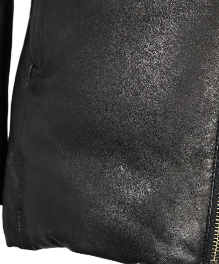Mackage Black Leather & Fur Trim Coat 5