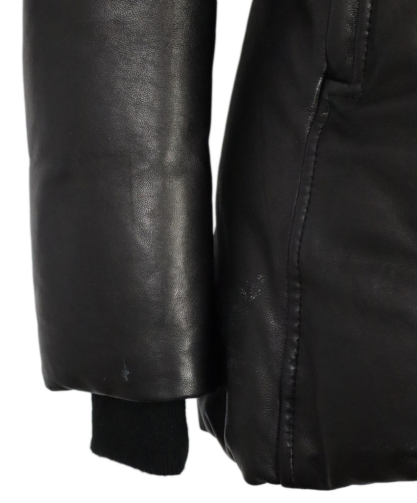 Mackage Black Leather & Fur Trim Coat 6