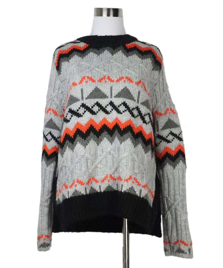 Magaschoni Grey & Orange Print Sweater 