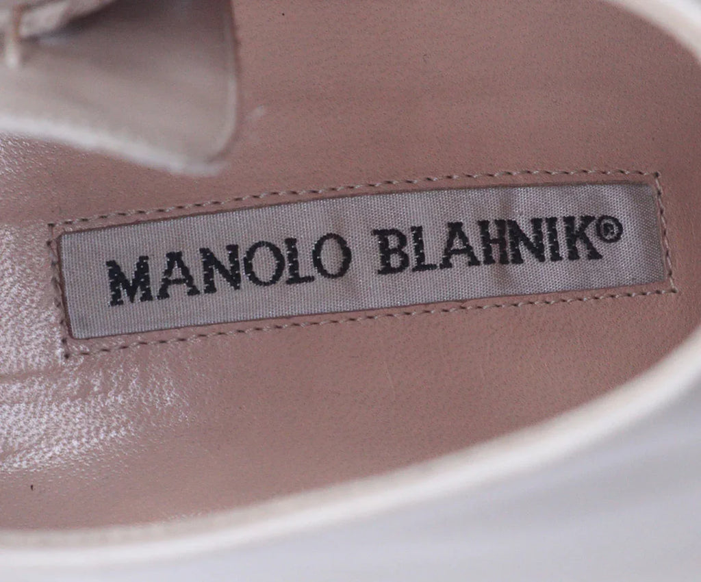 Manolo Blahnik Beige Leather Lace Up Booties sz 8 - Michael's Consignment NYC