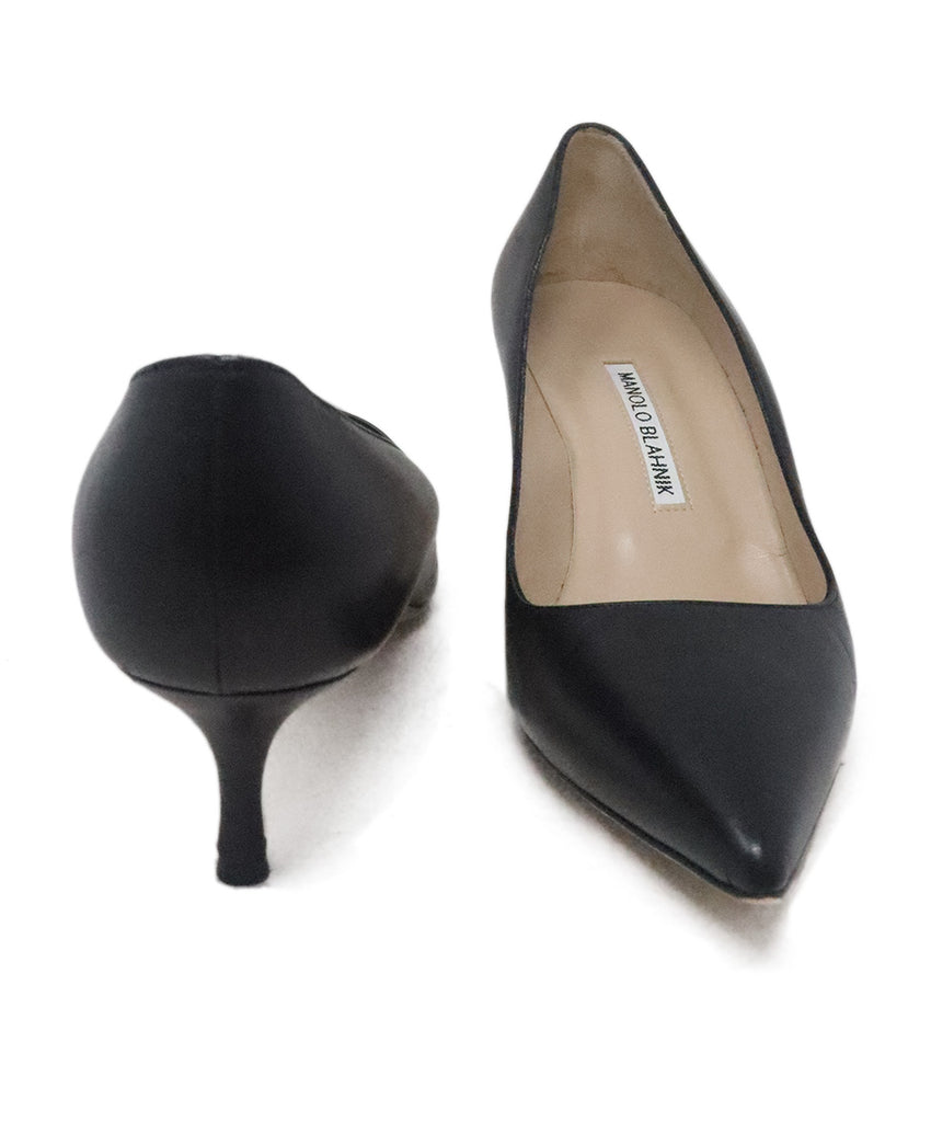 Manolo Blahnik Black Leather Heels 2