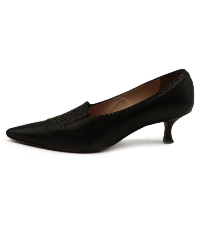 Manolo Blahnik Black Leather Stitched Heels sz 7 - Michael's Consignment NYC
