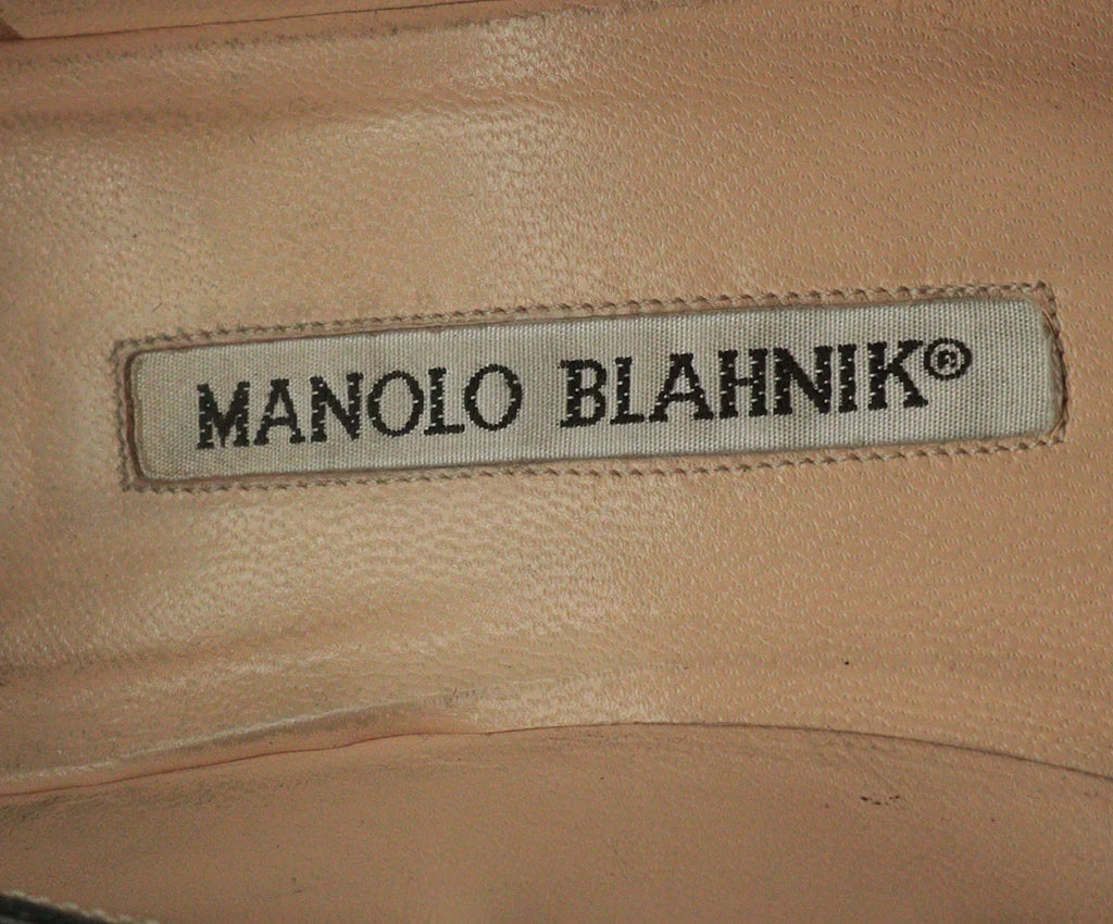 Manolo Blahnik Black Leather Stitched Heels sz 7 - Michael's Consignment NYC