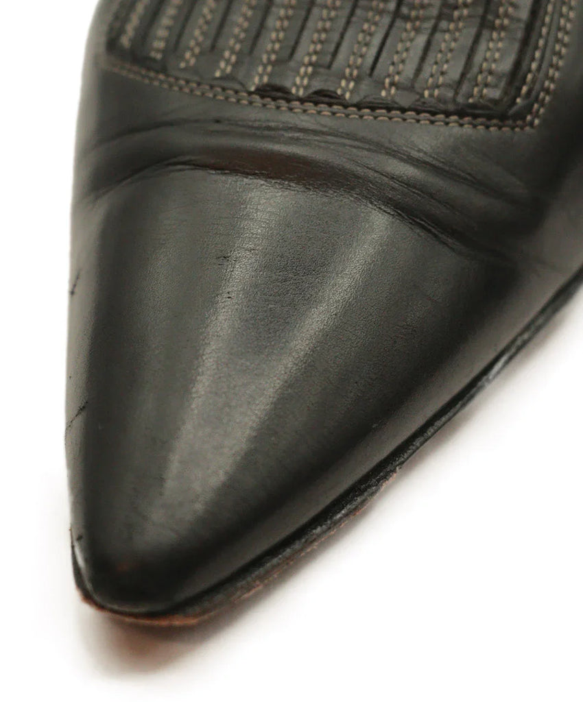 Manolo Blahnik Black Leather Stitched Heels sz 7 - Michael's Consignment NYC