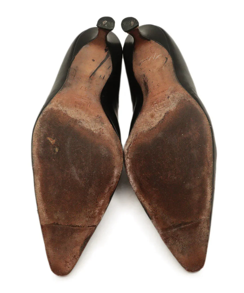 Manolo Blahnik Black Leather Stitched Heels sz 7 - Michael's Consignment NYC