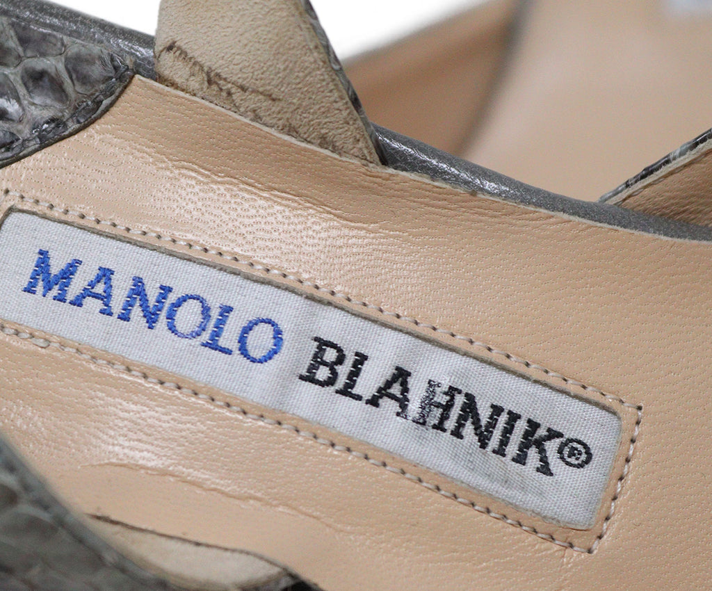 Manolo Blahnik Grey & Black Snakeskin Heels 5