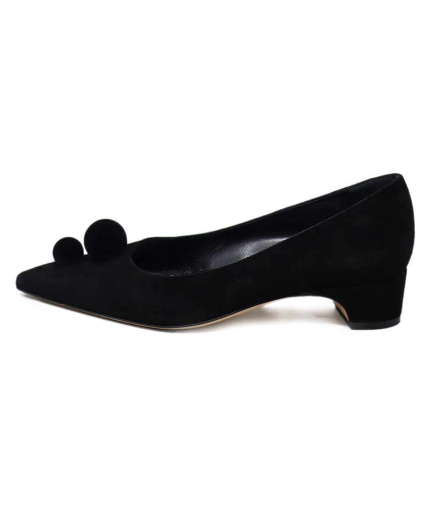 Manolo Blahnik Black Suede Pom-Pom Heels 1