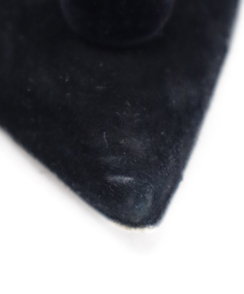 Manolo Blahnik Black Suede Pom-Pom Heels 5