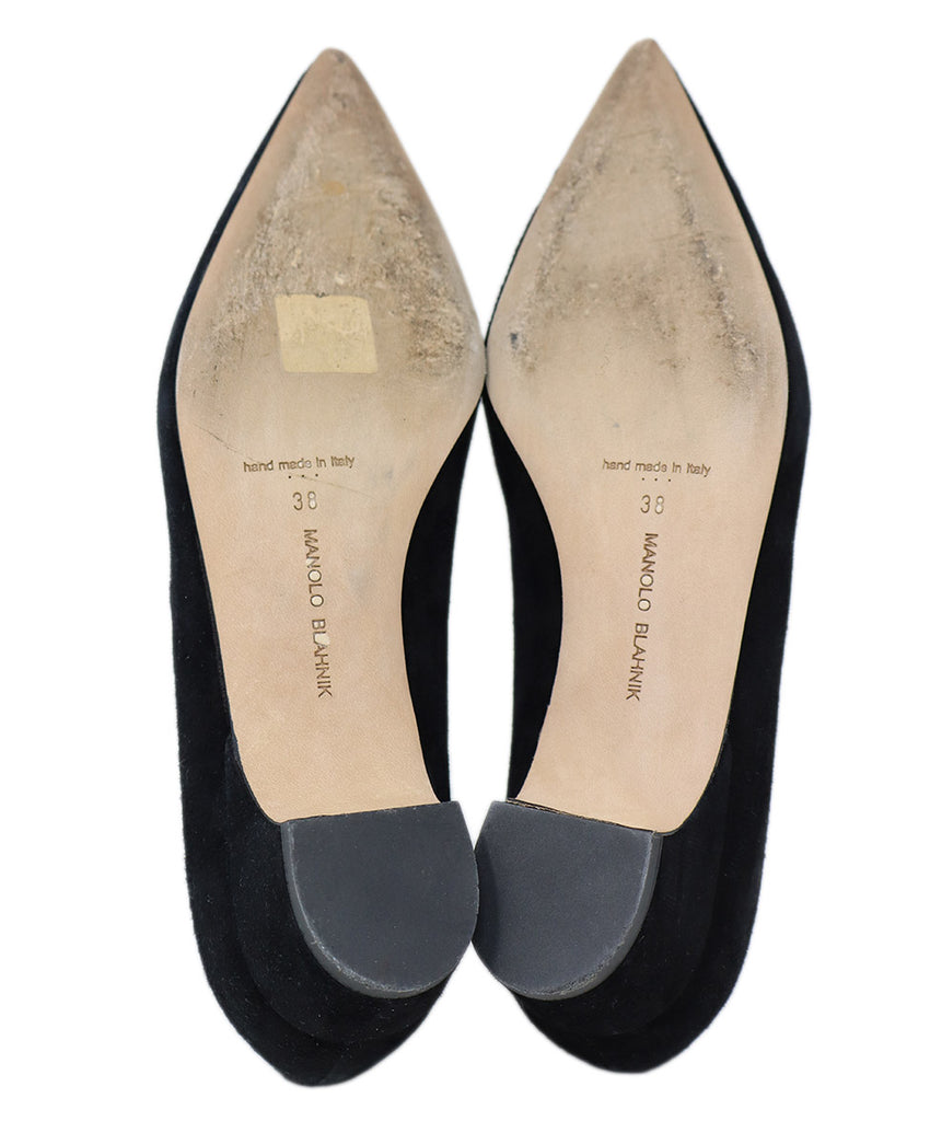 Manolo Blahnik Black Suede Pom-Pom Heels 4