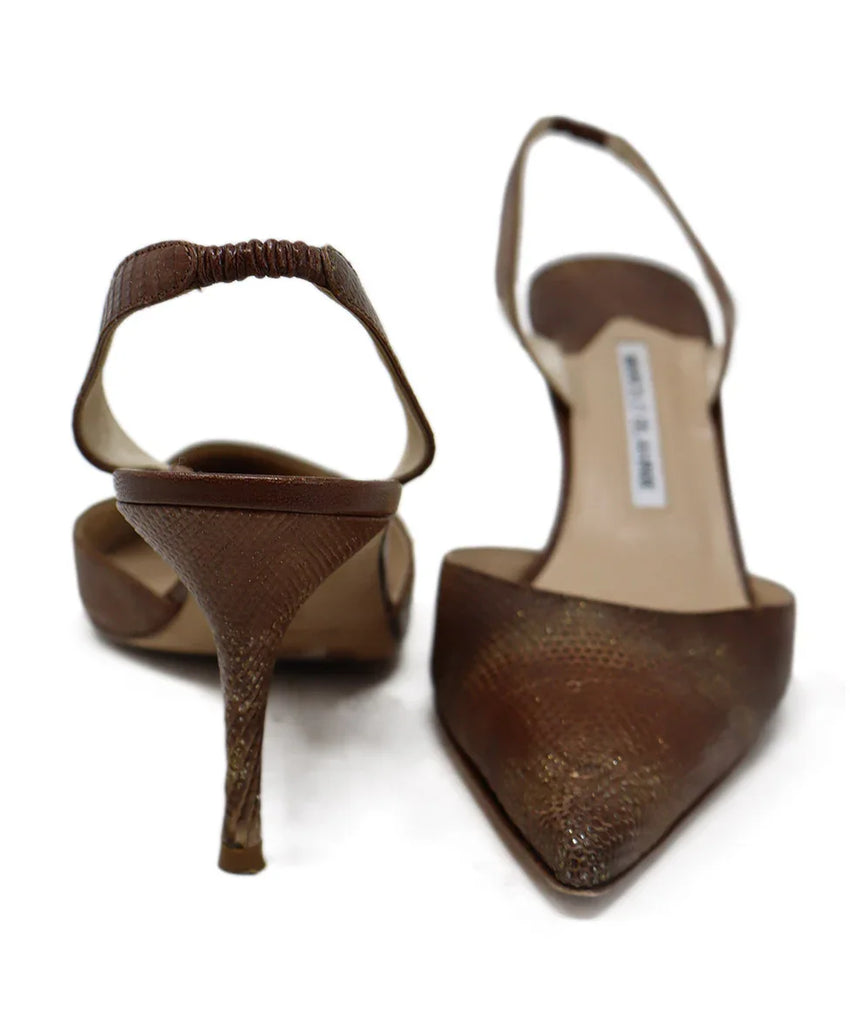 Manolo Blahnik Bronze Lizard Slingbacks sz 8.5 - Michael's Consignment NYC