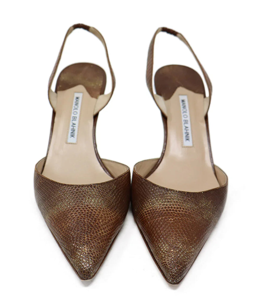 Manolo Blahnik Bronze Lizard Slingbacks sz 8.5 - Michael's Consignment NYC