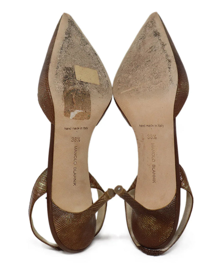 Manolo Blahnik Bronze Lizard Slingbacks sz 8.5 - Michael's Consignment NYC