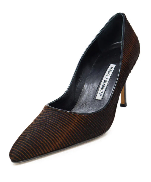 Manolo Blahnik Brown & Black Fur Heels sz 11 l Michael's Luxury