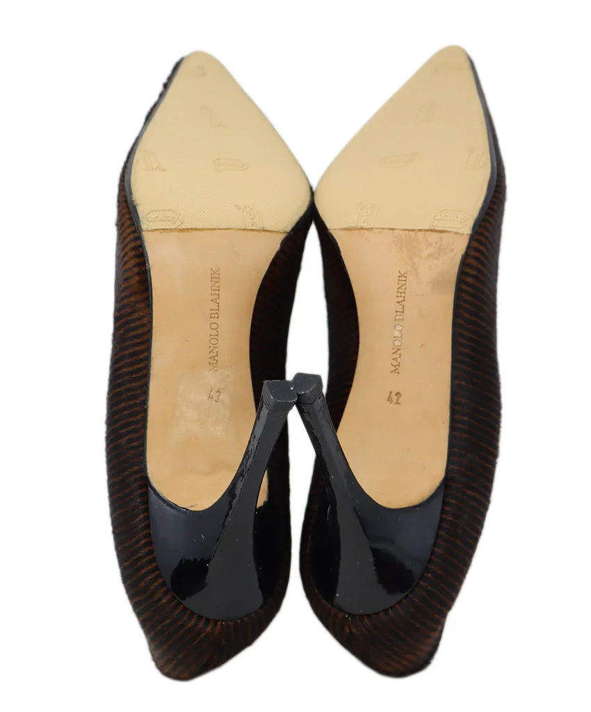 Manolo Blahnik Brown & Black Fur Heels sz 11 - Michael's Consignment NYC
