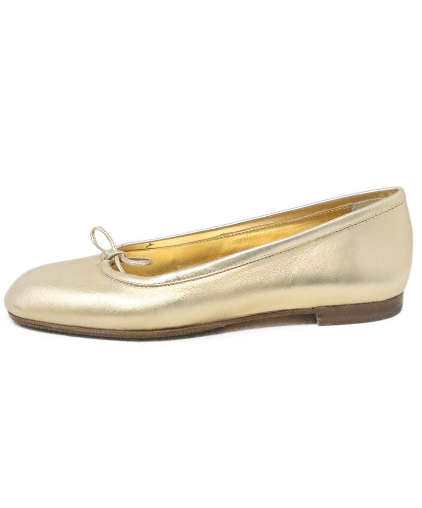 Manolo Blahnik Gold Leather Flats sz 8.5 - Michael's Consignment NYC