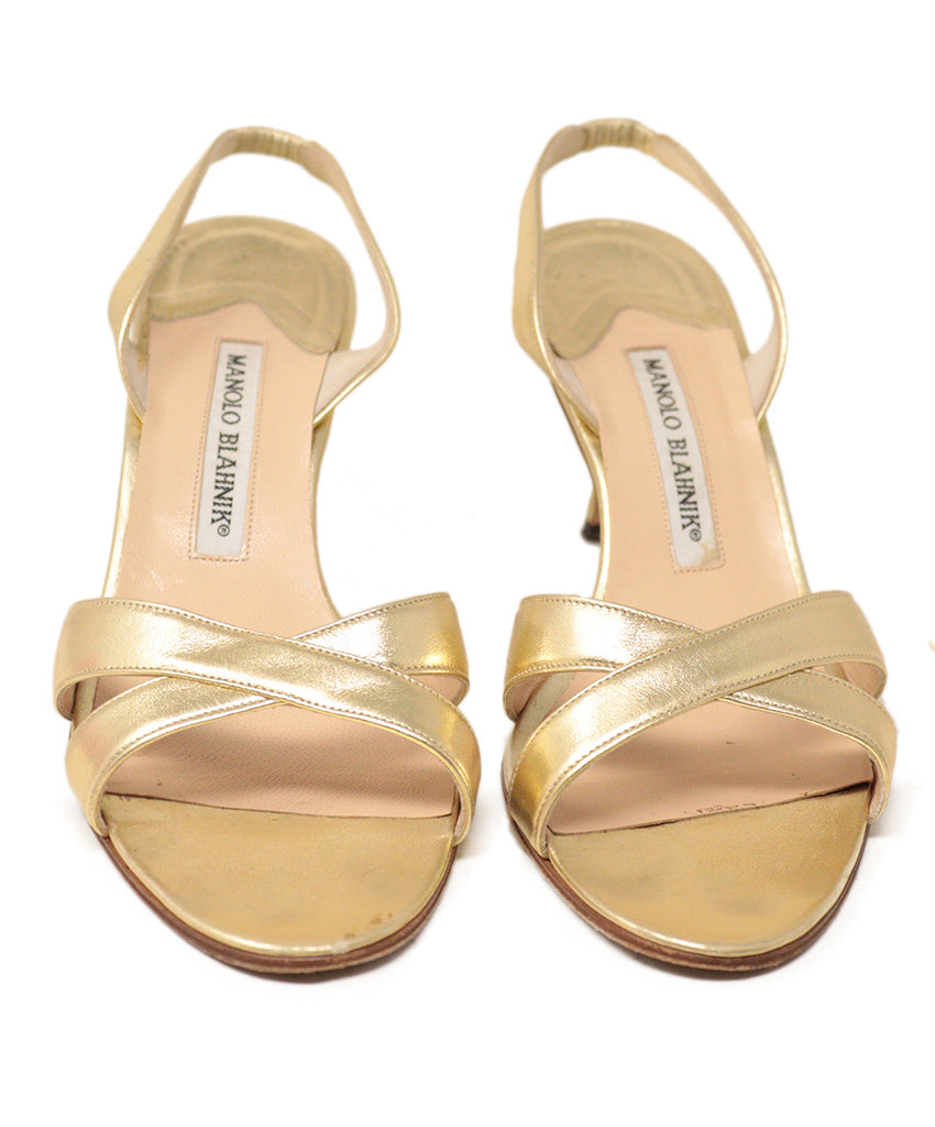 Manolo Blahnik Gold Leather Heels 3