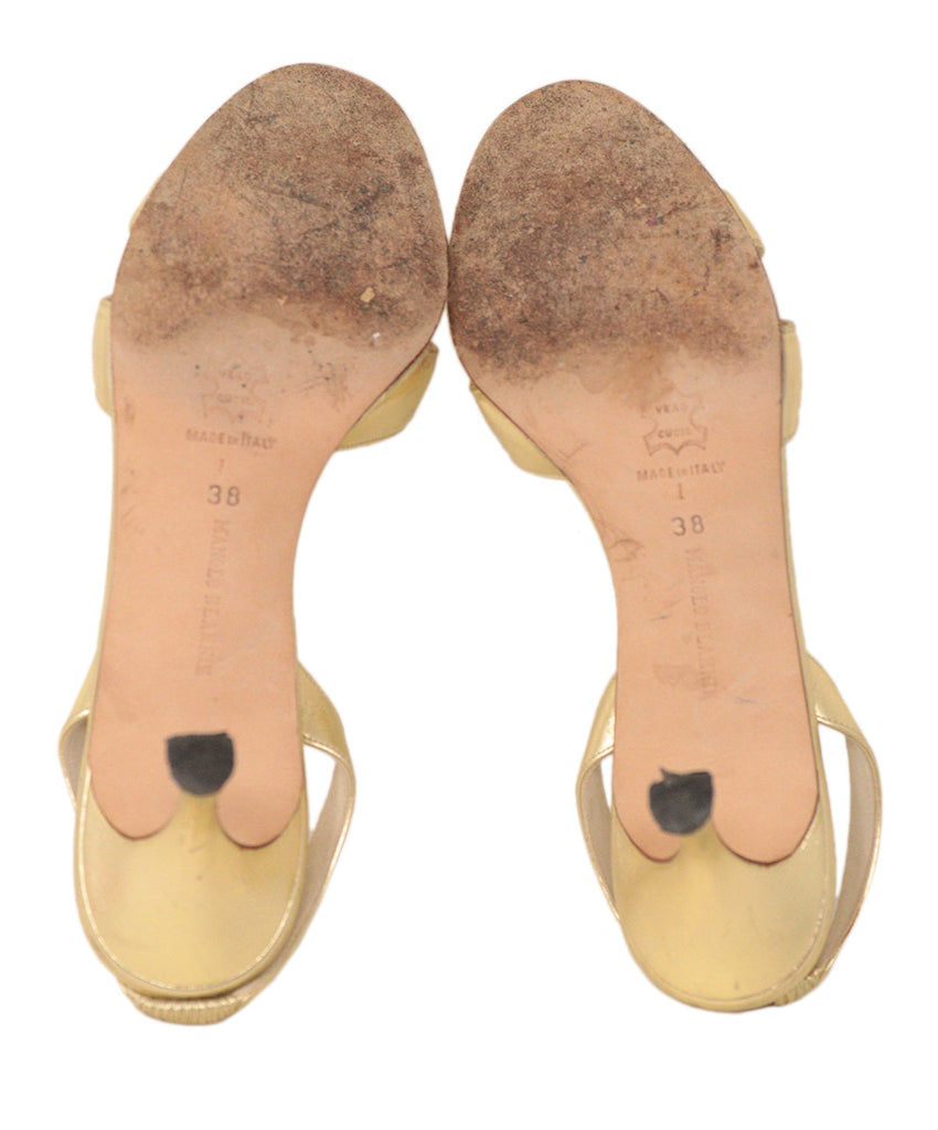 Manolo Blahnik Gold Leather Heels 4