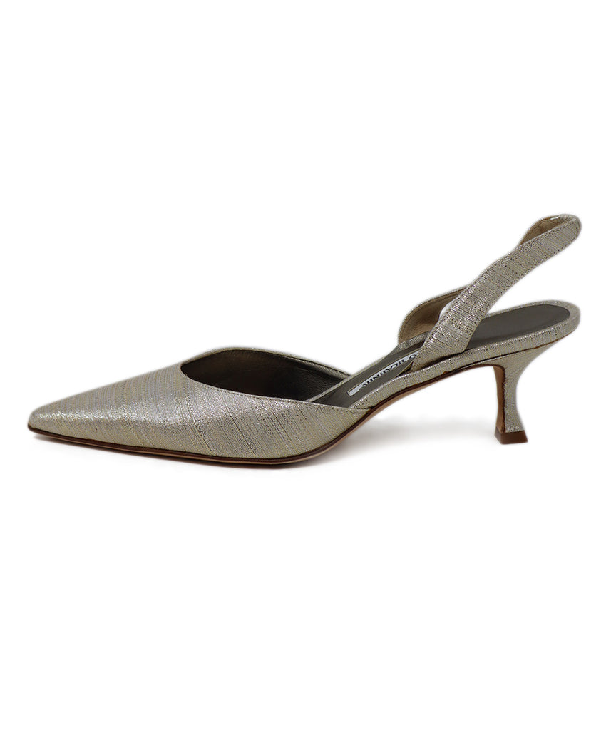 Manolo Blahnik Silver & Gold Slingback Heels 1