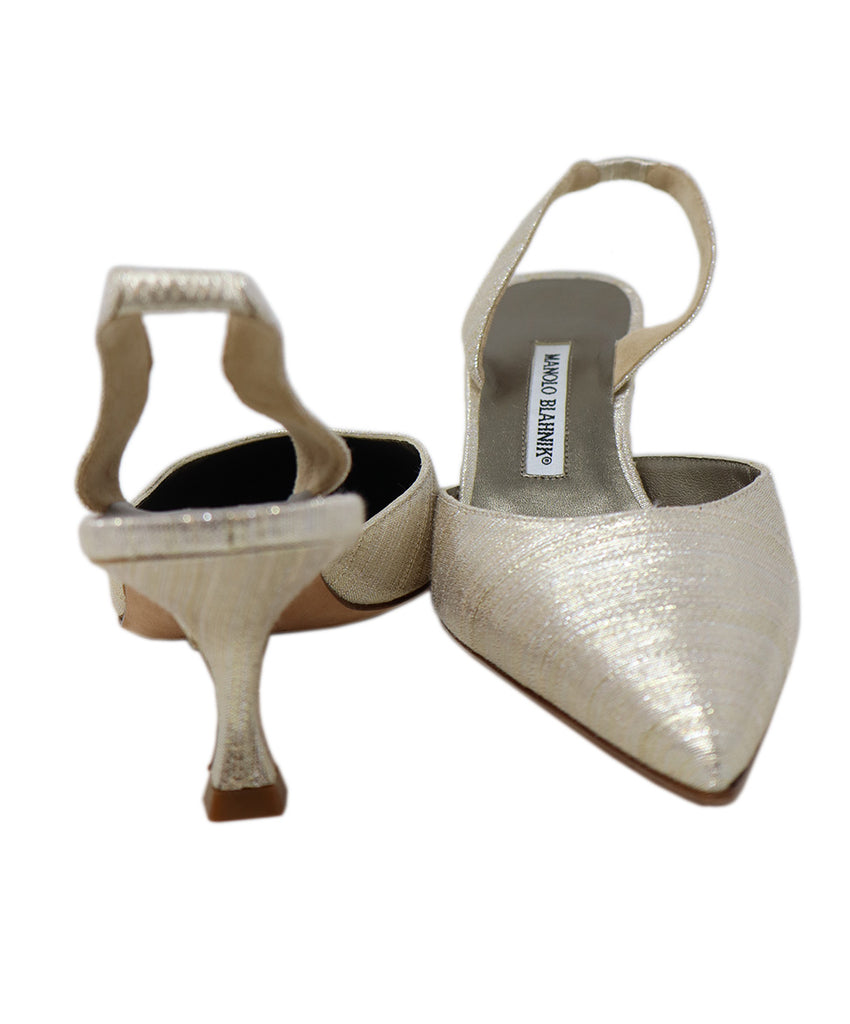 Manolo Blahnik Silver & Gold Slingback Heels 2