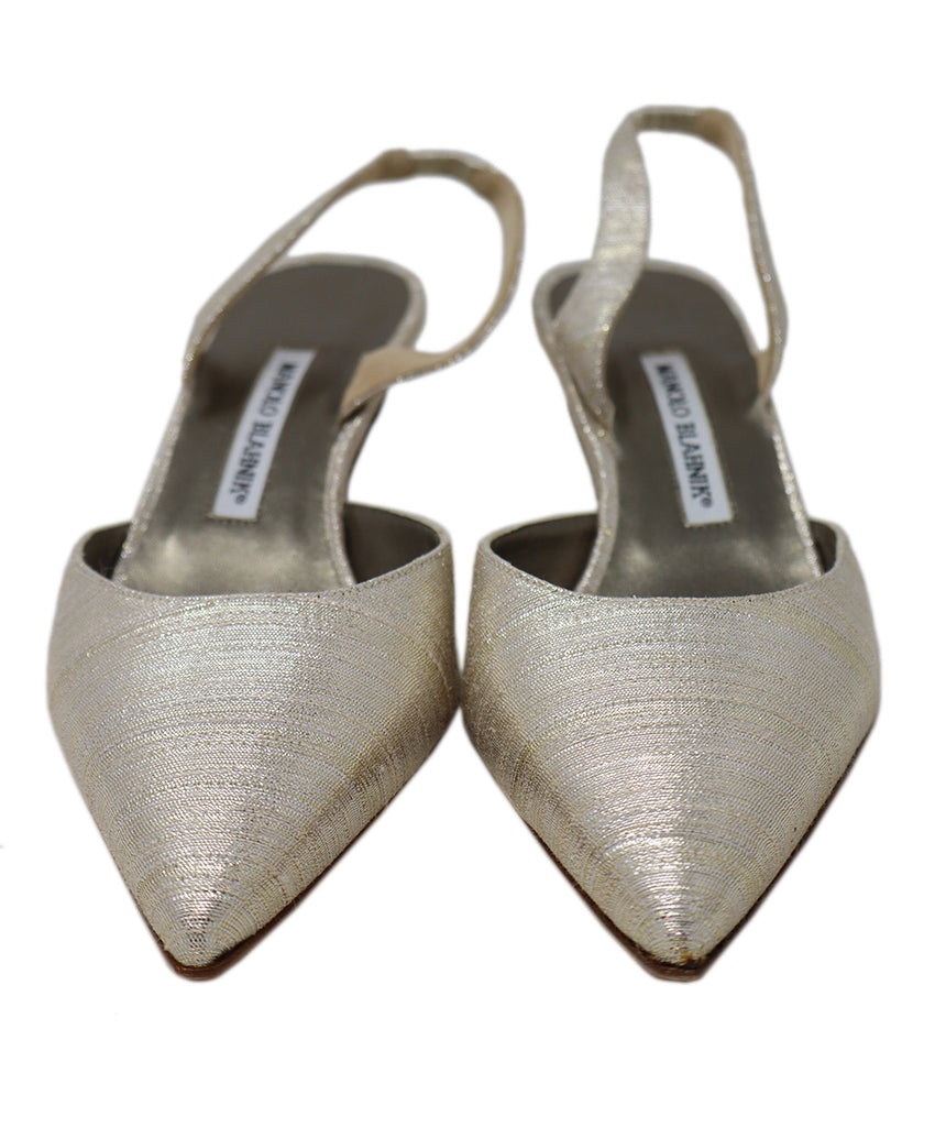 Manolo Blahnik Silver & Gold Slingback Heels 3