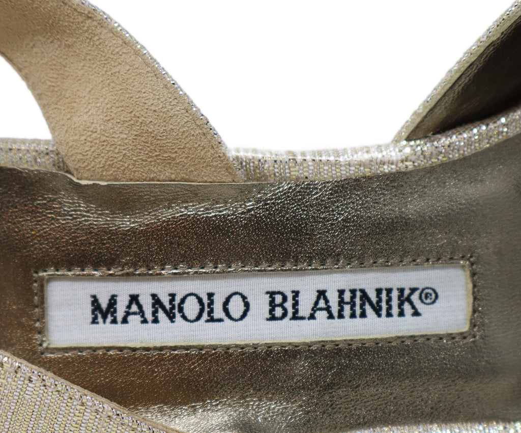 Manolo Blahnik Silver & Gold Slingback Heels 5