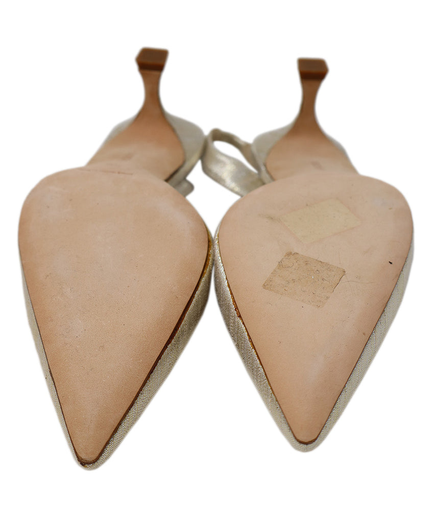 Manolo Blahnik Silver & Gold Slingback Heels 4
